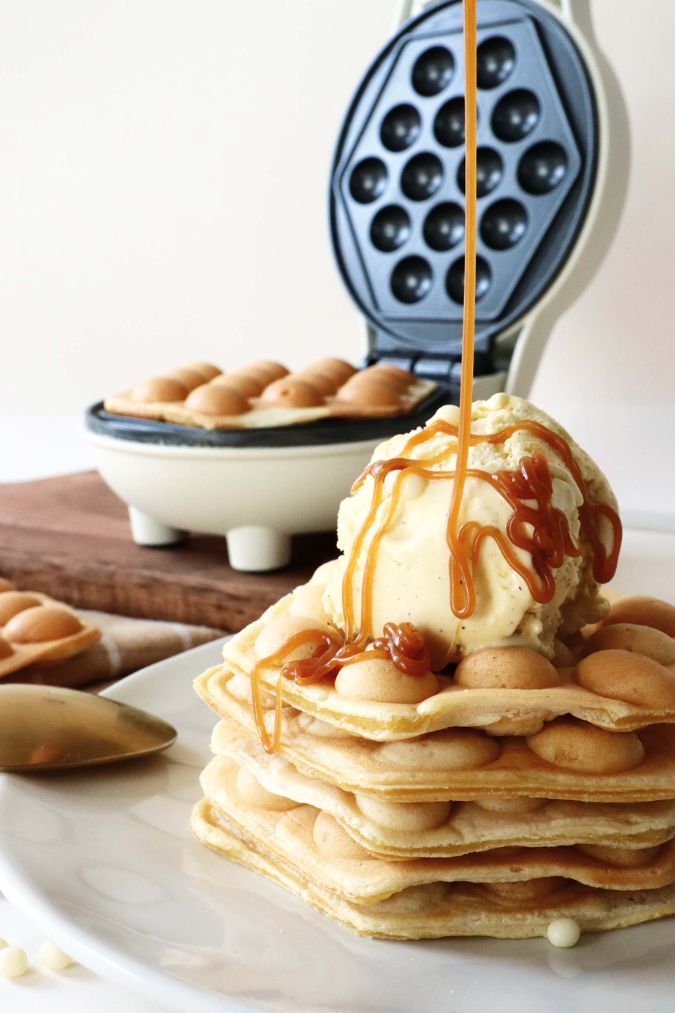 Recette bubble mini bubble waffle à la machine toppings - ScrapCooking